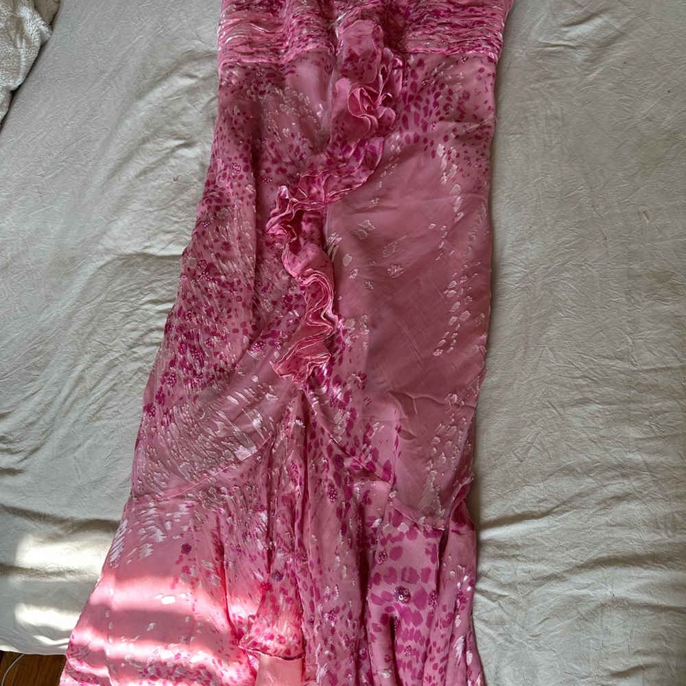 Jessica McClintock Pink Silk Beaded Dress - Picture 1 of 3